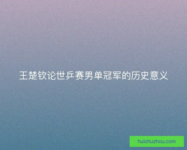 王楚钦论世乒赛男单冠军的历史意义